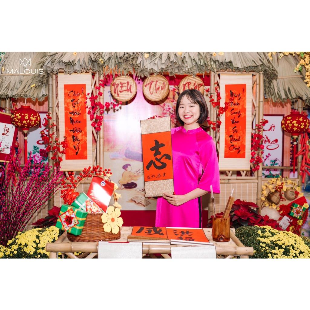 Áo dài cách tân An Khang màu hồng lụa vân cao cấp (tách lẻ) - ADAK127 - L