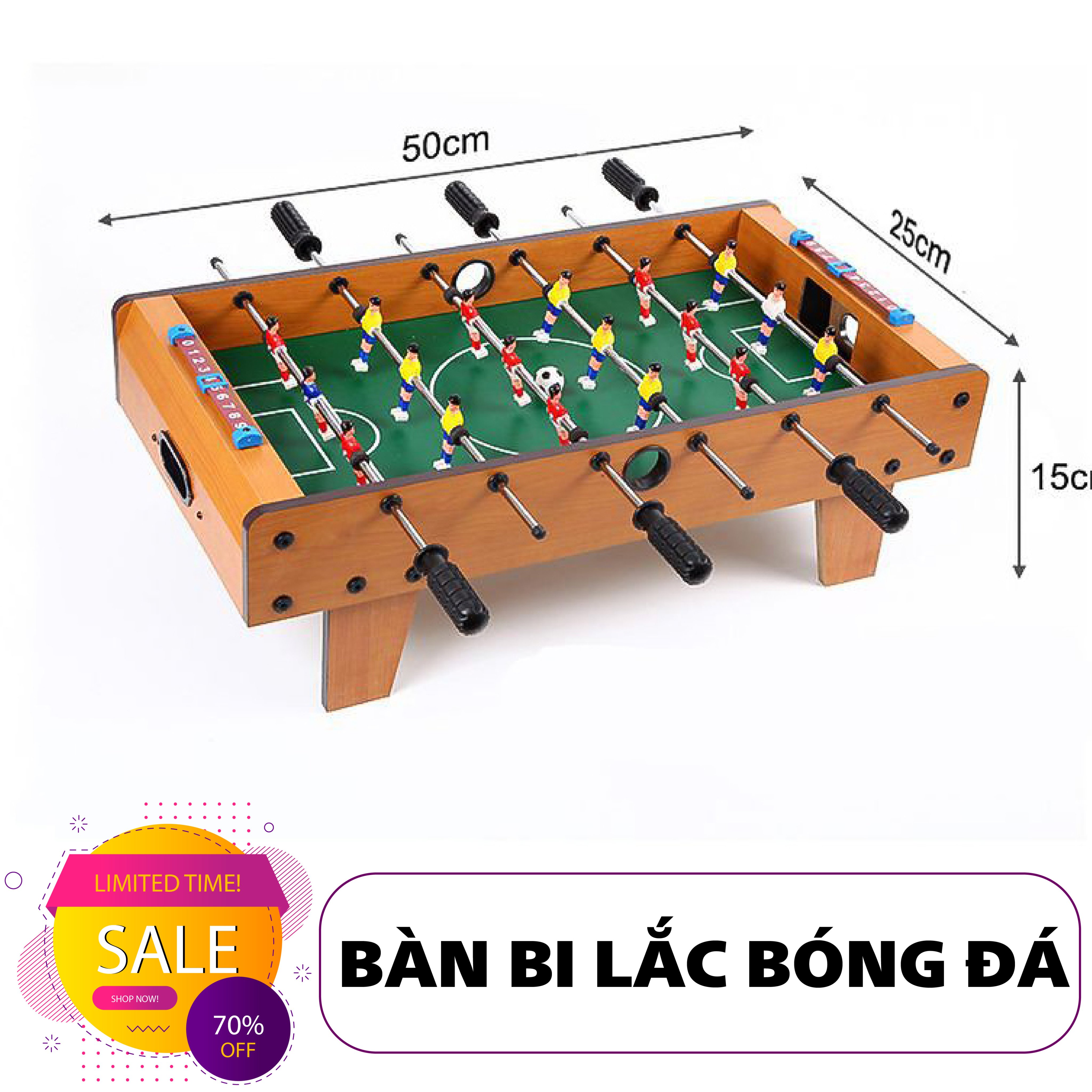 Bộ đồ chơi bàn bóng đá bi lắc mini bằng gỗ 6 tay cầm