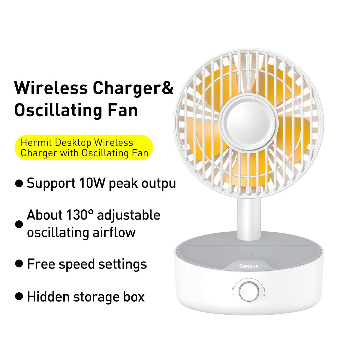 Quạt tích điện đảo chiều kiêm sạc không dây Baseus Desk Fan WXYZ-B02- Hàng chính hãng.