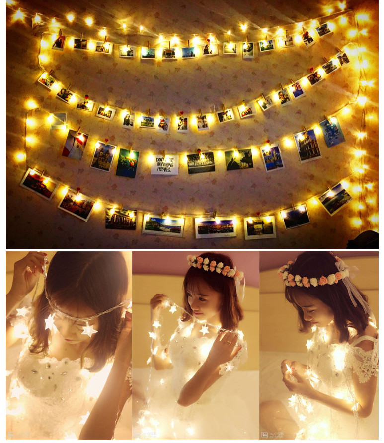 Lựa Nguồn  Dây Đèn Led Ngôi Sao Dài 6M - 40 Bóng