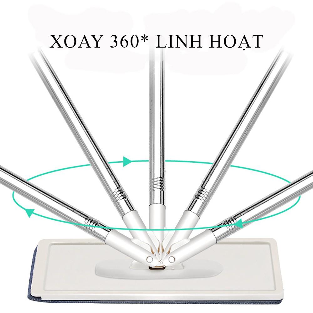 Bộ cây lau nhà chổi lau nhà tự vắt 360 độ thông minh, hàng chính hãng cao cấp tặng kèm 2 bông lau tiện lợi
