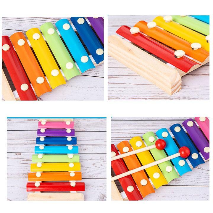 Đàn xylophone 8 thanh, đồ chơi âm nhạc đàn mộc cầm 8 thanh kích thích thị giác và khả năng cảm nhận âm thanh