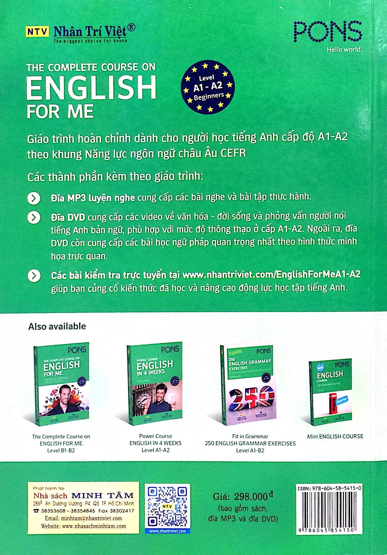Sách The Complete Course On ENGLISH For Me (Kèm file MP3)