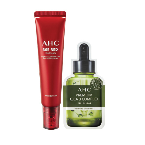 Kem Mắt Chống Lão Hóa AHC 365 Red Eye Cream 30ml -  Tặng Mặt Nạ Thư Giãn, Phục Hồi Da AHC Premium CICA 3 Complex (2 Miếng)