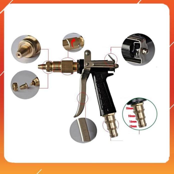 Bộ dây vòi xịt bơm nước tưới rửa , tăng áp 3 lần, loại 3m, 5m 206236 đầu đồng,đai,nối nhựa đen+ mở chai