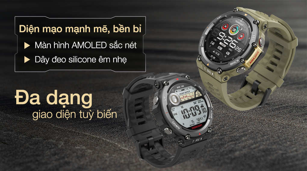 Đồng Hồ Thông Minh Xiaomi AMAZFIT T-REX 2 | Giao Diện Tiếng Việt | Phiên Bản Quốc Tế - Hàng Chính Hãng 