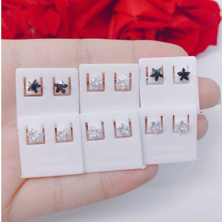 BÔNG TAI NỤ NGÔI SAO BẠC TA CÓ 2 MÀU ĐEN - TRẮNG