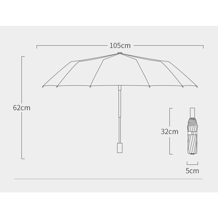 Ô Dù Nút Bấm Tự Động Cao Cấp 10 Nan Tán Rộng Cỡ Lớn