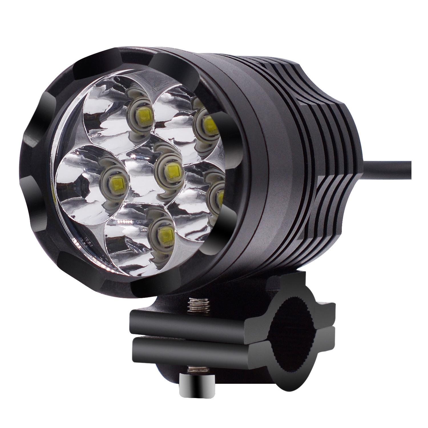 Giao hàng nhanh đèn xe máy luôn sáng đèn pha led hợp kim nhôm bên ngoài chống nước ánh sáng mạnh 6 đèn hạt đèn pha có dây 12v