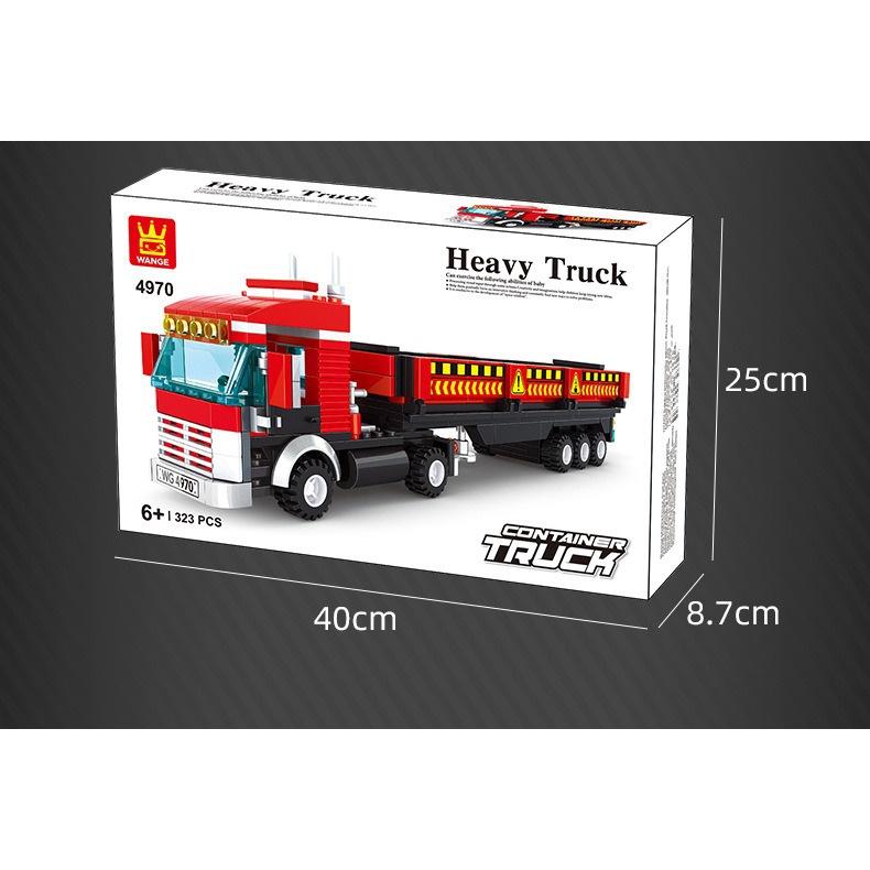 Đồ chơi Lắp ráp Xe Container xây dựng, Wange 4970 Xếp hình thông minh, Sách hướng dẫn chi tiết, Nhựa ABS an toàn