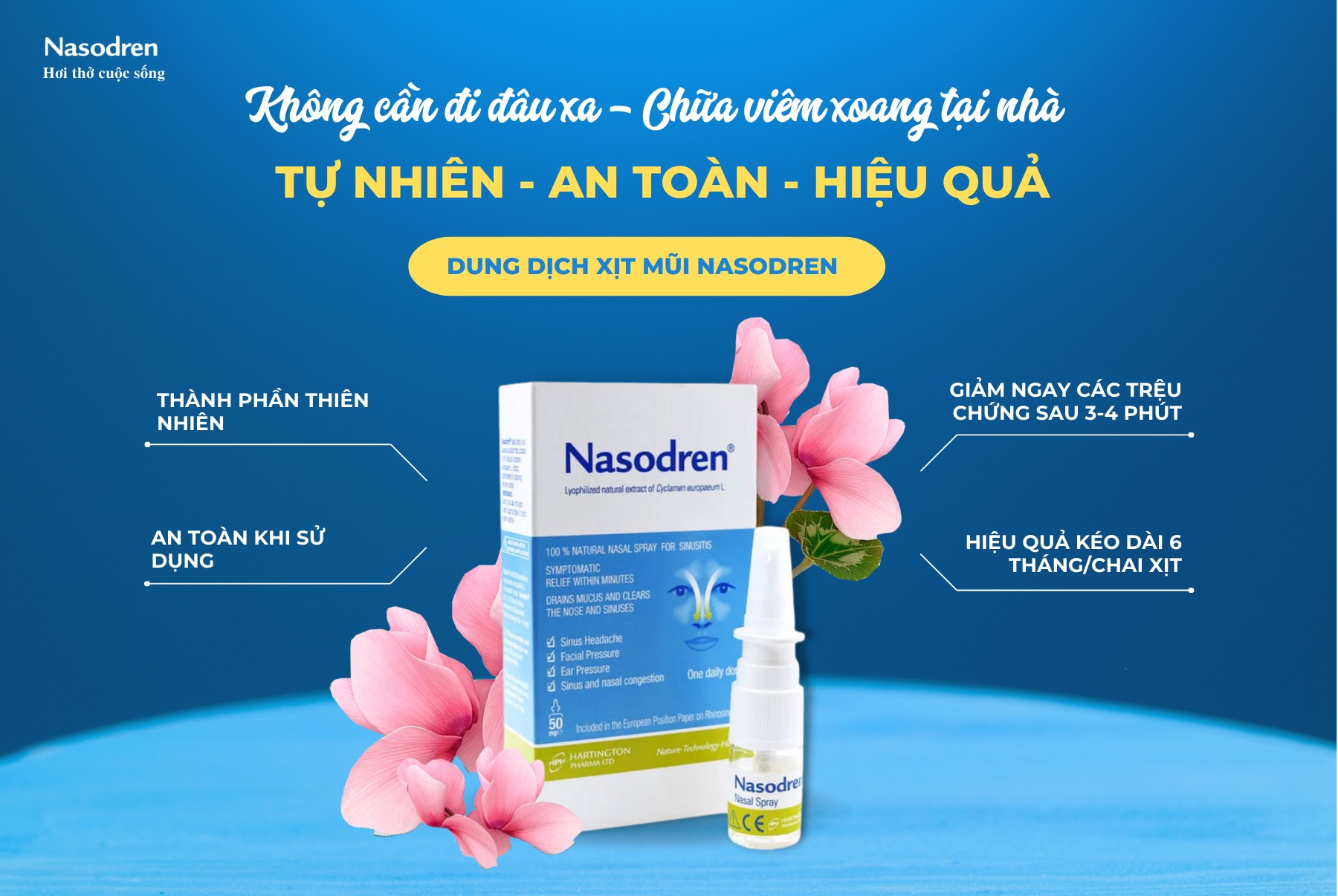 Xịt giảm nhanh Viêm Xoang NASODREN - Giúp hỗ trợ chữa trị và cải thiện ngay tình trạng ngạt mũi, viêm mũi dị ứng, đau nhức đầu do Xoang cấp và mãn tính - hiệu quả cao, tiết kiệm chi phí - 100% thảo dược tự nhiên