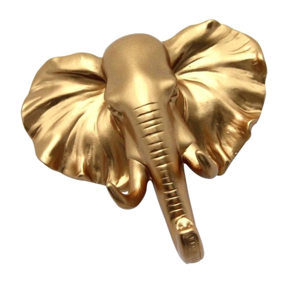 Resin Animal Head Hook Hanger Rack Wall Mount Gold Elephant + Rhino +Giraffe