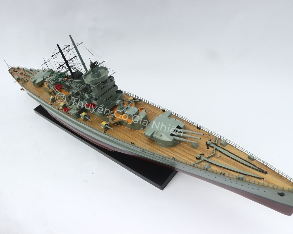 Mô Hình Thuyền Gỗ Phong Thủy Dạng Thuyền Chiến GRAF SPEE Chính Hãng Hàng Xuất Khẩu Chất Lượng Cao