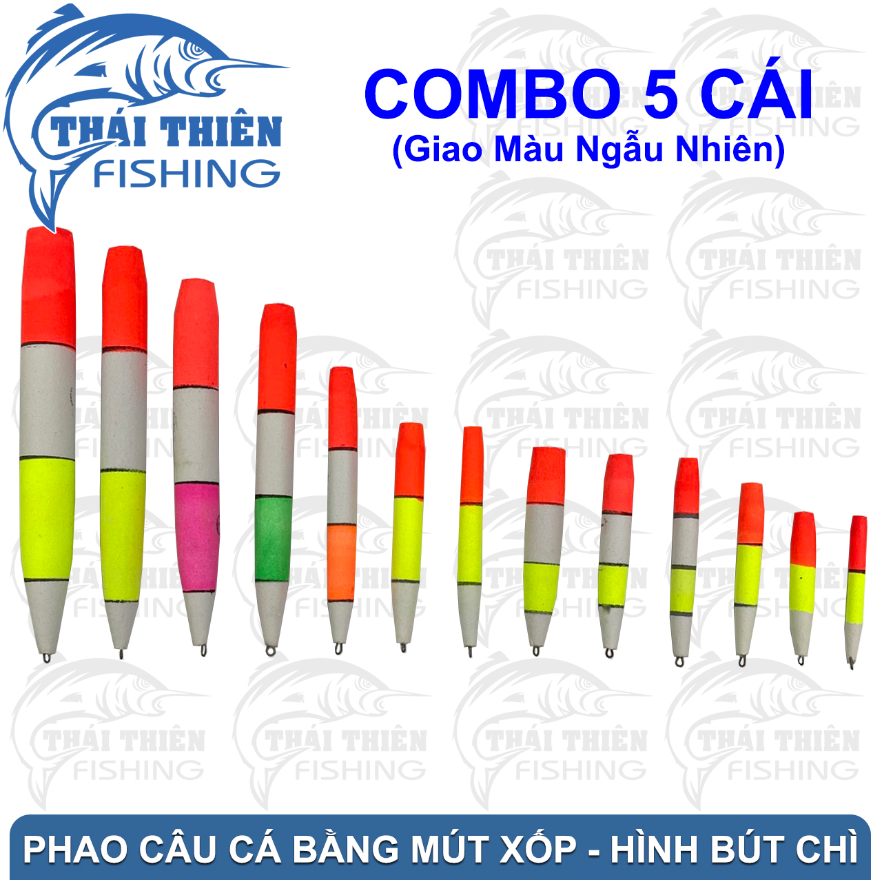 Phao Câu Cá Bằng Mút Xốp Hình Bút Chì Nhiều Kích Cỡ, Màu Sắc Bộ 5 Cái