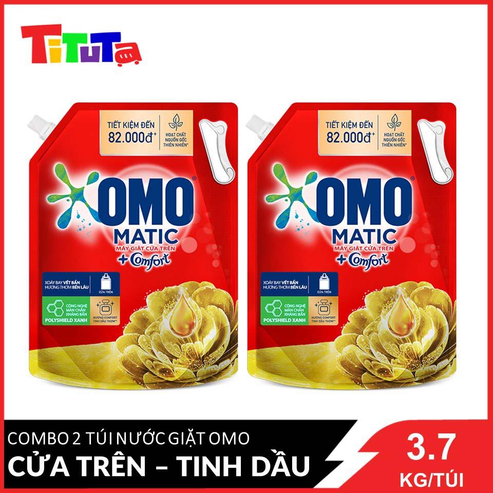 COMBO 2 túi nước giặt OMO Cửa trên Tinh dầu 3.7kgX2