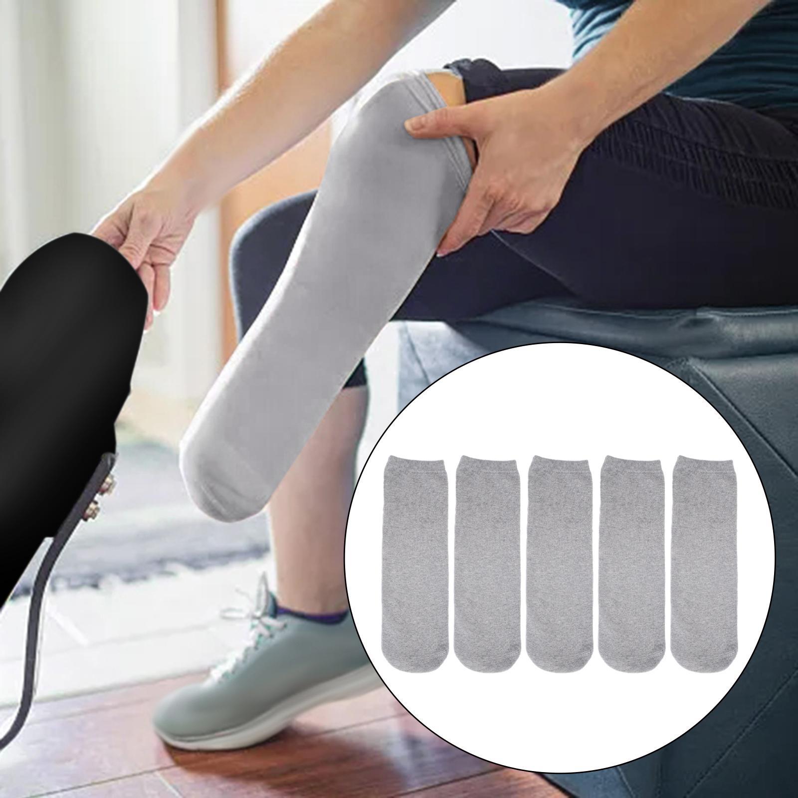 5Pcs Prosthetic Socks Cotton below Knee Grey Elastic Amputee Socks for Women