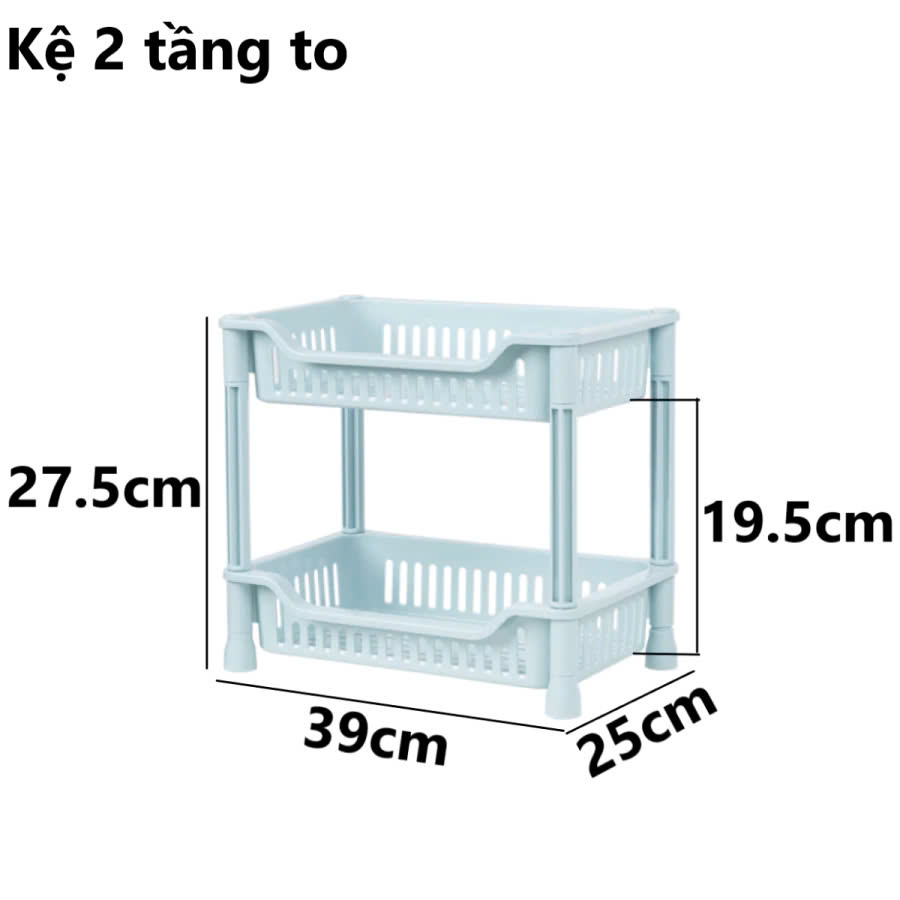 Kệ chữ nhật 2 Tầng , Kệ nhựa đựng đồ đa năng , kệ lắp ráp 2 tầng Việt Nhật 5538 - Hàng chính hãng ( Giao màu ngẫu nhiên)
