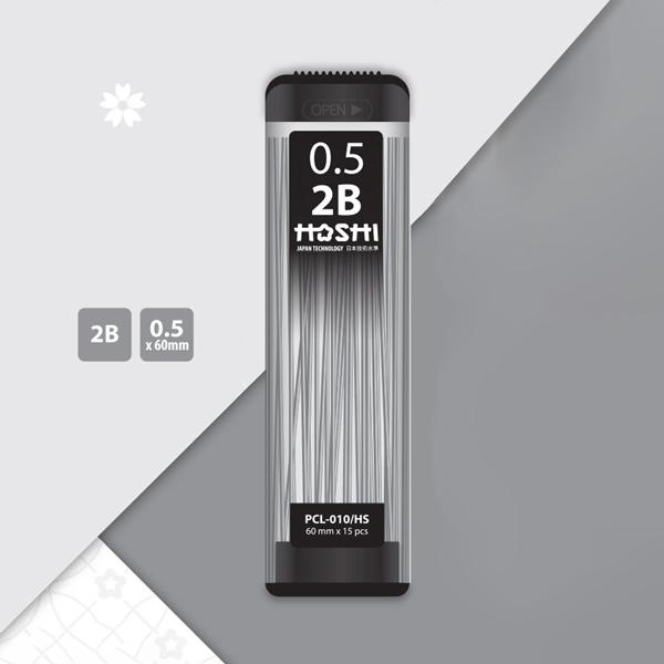Ruột Chì Hoshi 2B 0.5 mm - Thiên Long PCL-010/HS (15 Ngòi)