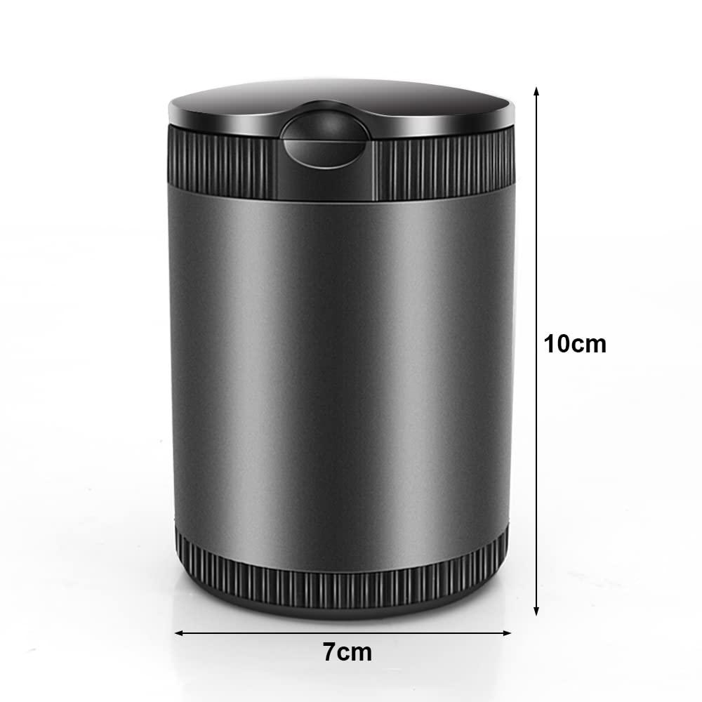 Ashtray ô tô, cần gạt bằng thép không gỉ với nắp, khói di động - trát không có đèn LED được chiếu sáng cho xe hơi cắm trại ngoài trời, màu đen