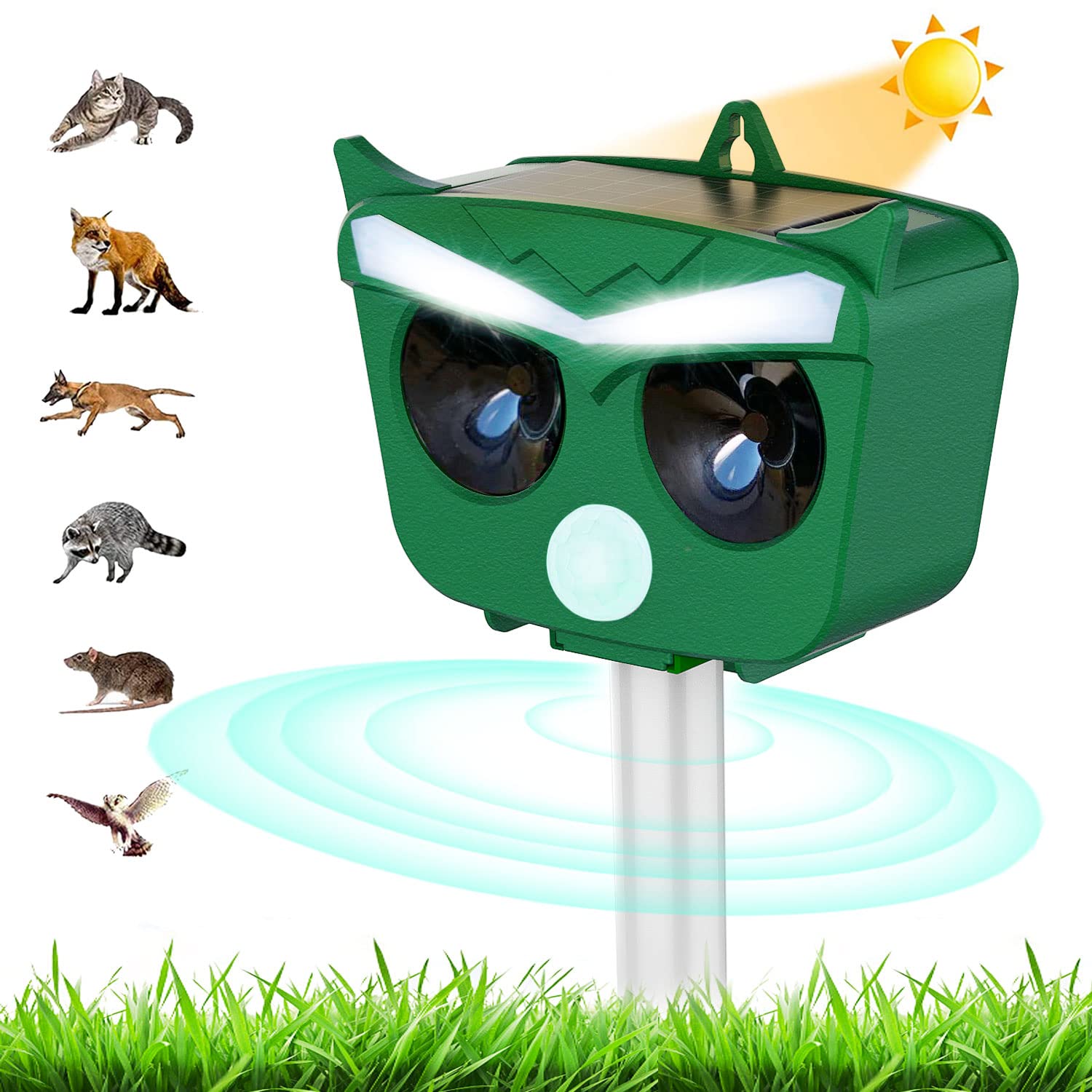 Máy đuổi chuột, động vật gây hại năng lượng mặt trời Solar Ultrasonic Flash Animal Repellent