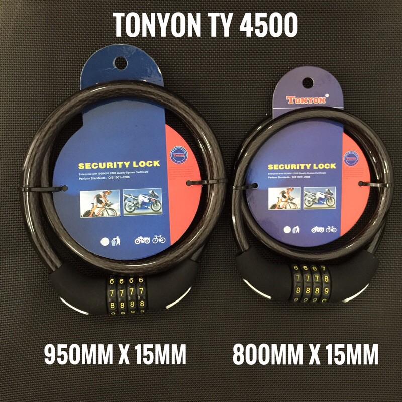 Khóa xe đạp 4 số Tonyon TY 4500 dây thép 15mm - MSOFT