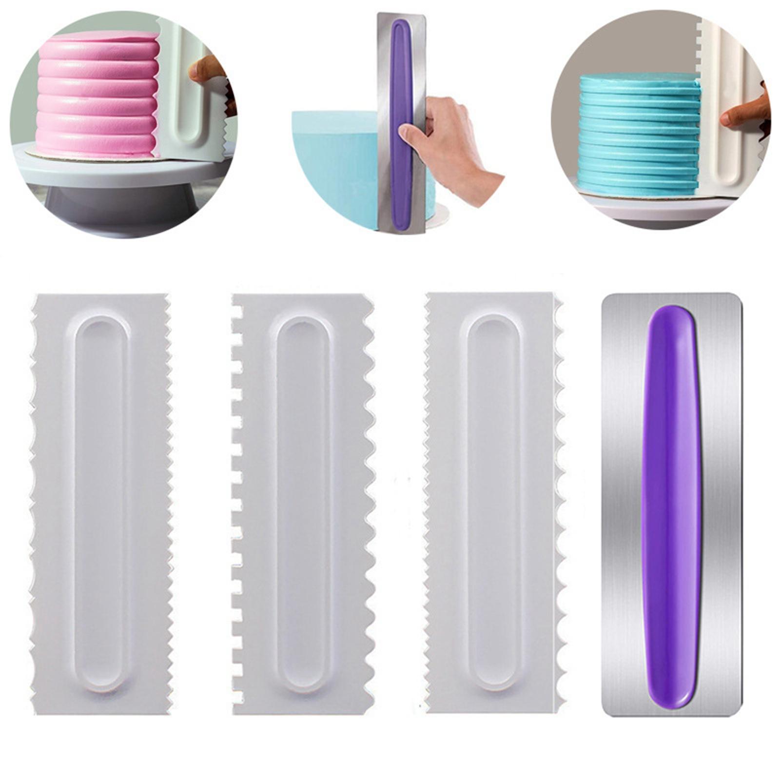 Set of 4 Cake Scraper Tools Cake Smoother Sawtooth Comb for Accessories