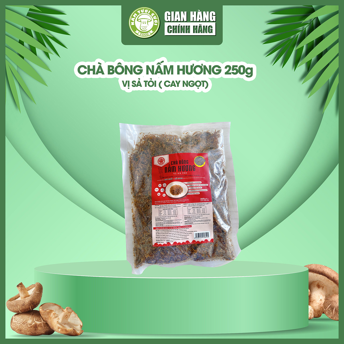 Chà Bông Nấm Hương Chay Vị Sả Tỏi Nấm Tươi Cười (Túi 250g)