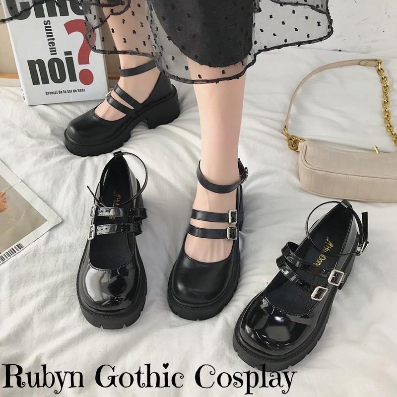 Giày Búp Bê Lolita Đế Cao Cosplay học sinh Nhật Bản ( BÓNG VÀ NHÁM )