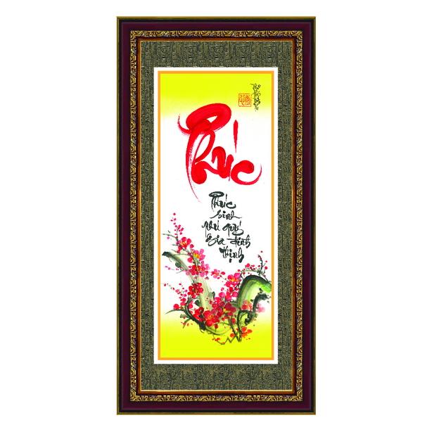 Tranh chữ Phúc thư pháp trang trí phòng khách TPT-30x60-4