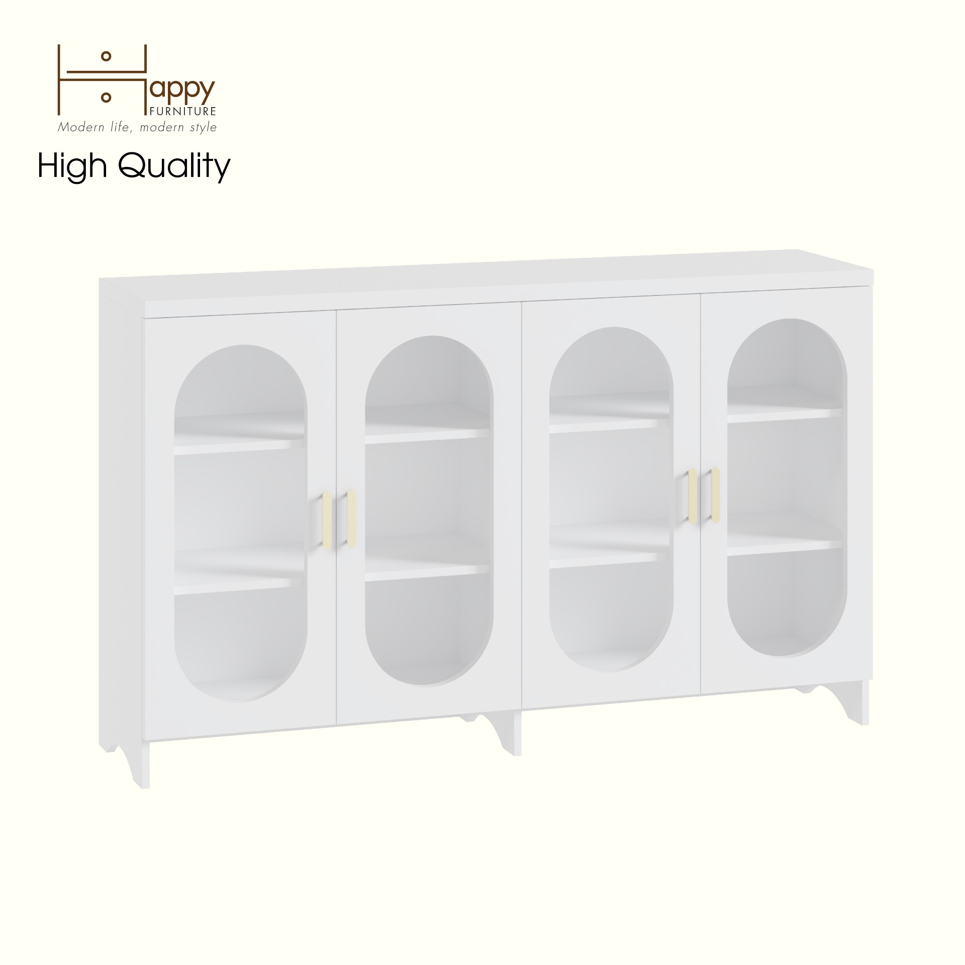 HAPPY FURNITURE , Tủ lưu trữ 4 cửa kính - CHEVY, TLT_048 , 160cm x 40cm x 98cm DxRxC
