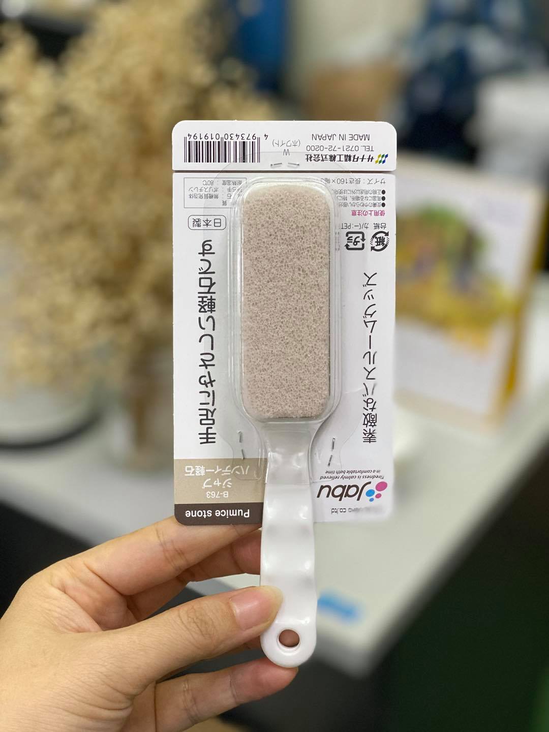 Combo Khăn tắm kỳ lưng Nhật Bản Whip's Kokubo + Bàn chà gót chân Ag+ Jabu  Made in Japan - Hồng - KB-048 - Bàn chà gót trắng