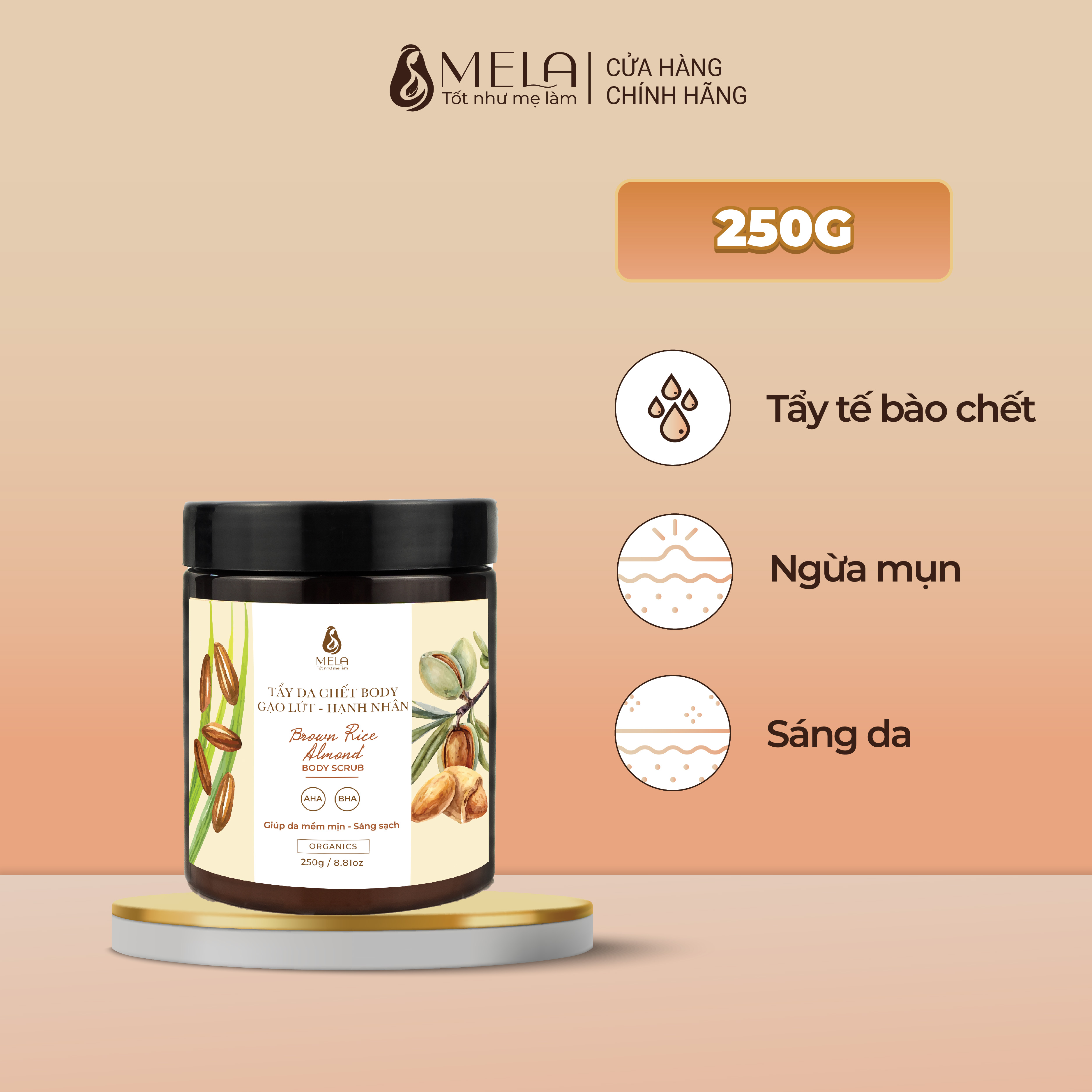Bộ Tẩy Da Chết Mặt và Body MELA Làm Sạch Tế Bào Chết Chăm Sóc Da Sáng Mịn - ML20