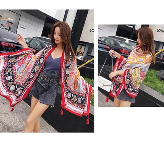 Khăn choàng du lịch biển khăn choàng boho in hoạ tiết thổ cẩm