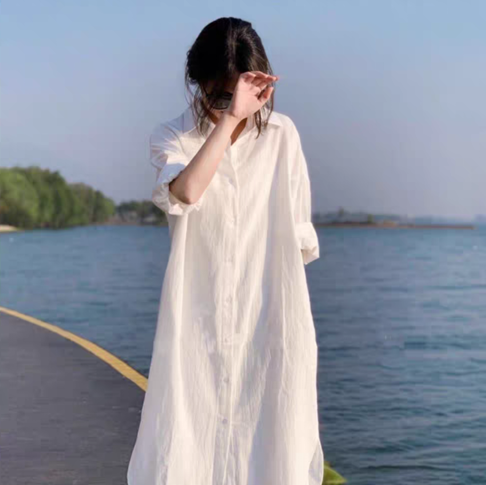 Đầm suông sơ mi chất vải đũi form rộng trẻ trung Đũi Việt