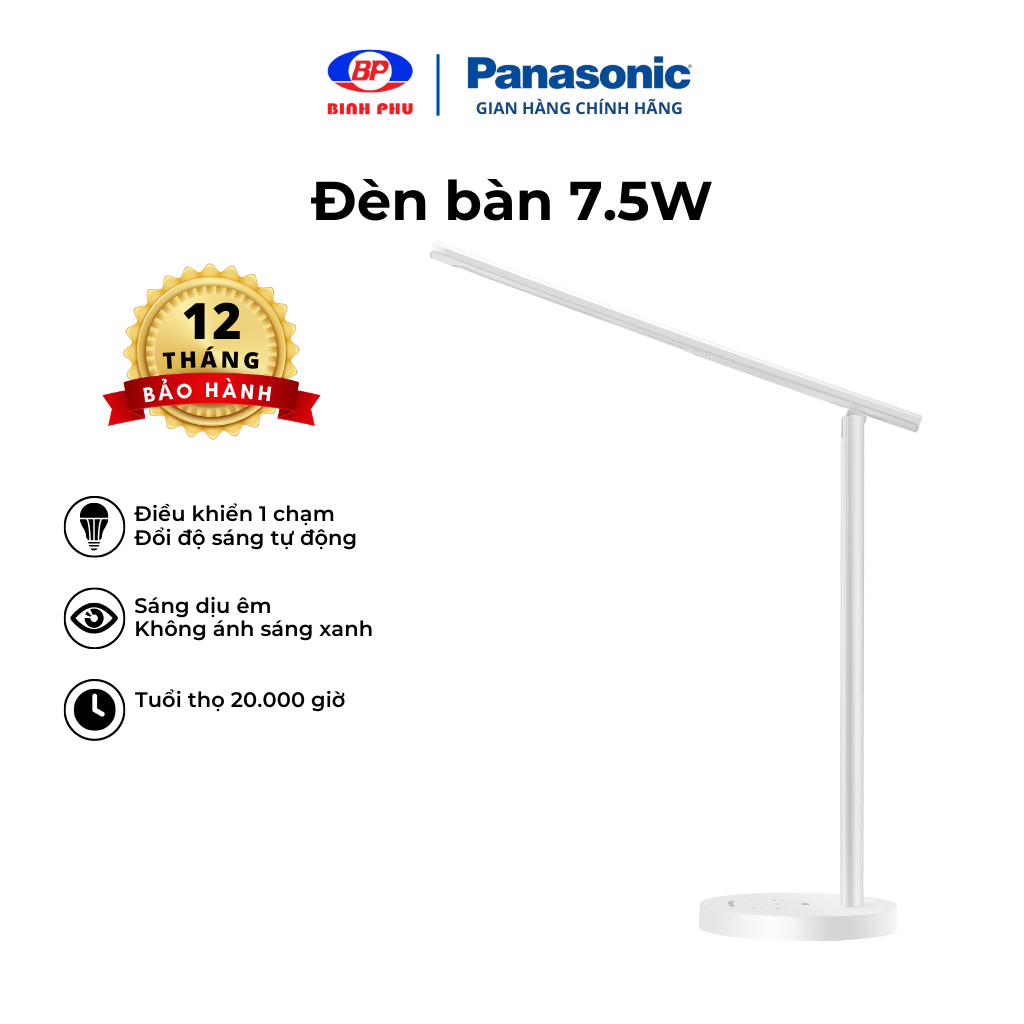 Đèn Bàn Panasonic 7.5W HHLT042119 – Chip Led RG0, Không ánh sáng xanh, Tự điều chỉnh độ sáng bảo vệ mắt, Chạm cảm ứng