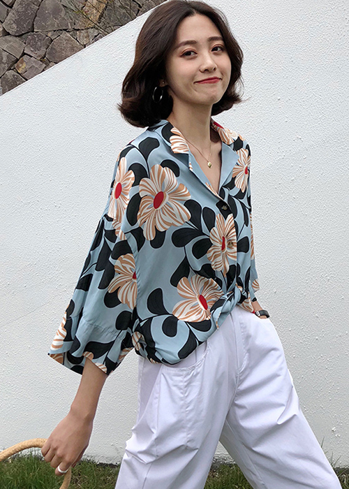 Áo sơ mi hoa hướng dương kiểu dáng Kimono ArcticHunter, thời trang phong cách trẻ