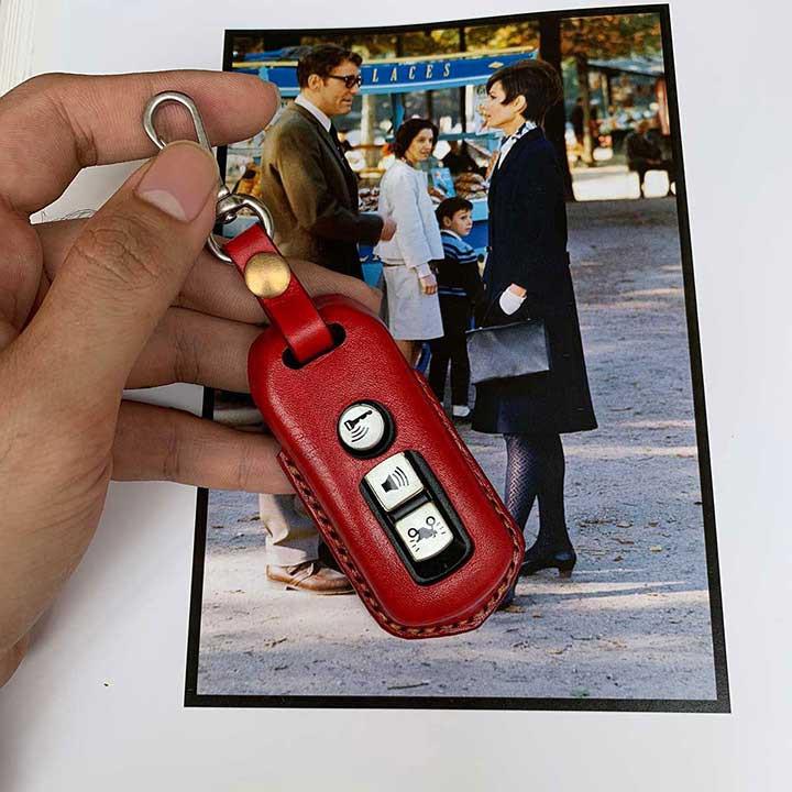 Bao da chìa khóa SH - màu đỏ - da bò thật - handmade DT384