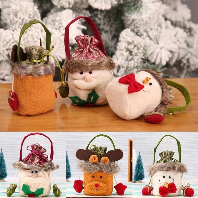 Túi vải đựng quà giáng sinh dành cho trẻ em hình ông già Noel tuần lộc