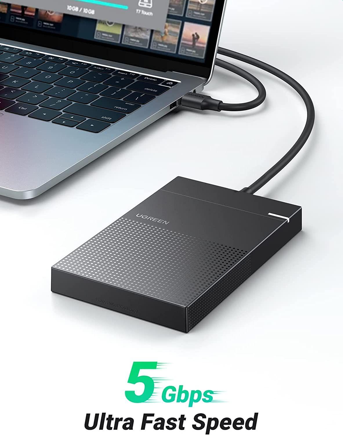 Ugreen UG30719CM471TK 50CM 6TB Màu Đen Hộp đựng ổ cứng 2,5 inch SATA3 USB 3.0 tốc độ truyền 5Gbs Cáp liền - HÀNG CHÍNH HÃNG