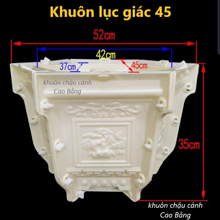 Khuôn đúc chậu cảnh lục giác 45 cao 35 mẫu cây trúc