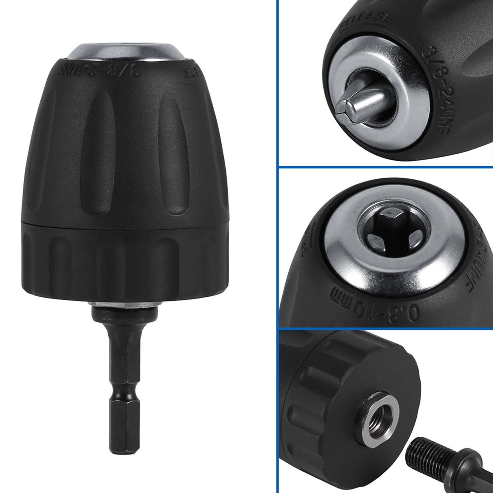 Keyless Mini Drill Chuck Adaptor 10mm Hex Shank for Micro Drill Bits for Cordless Screwdrivers Drills and Power DIY Tools