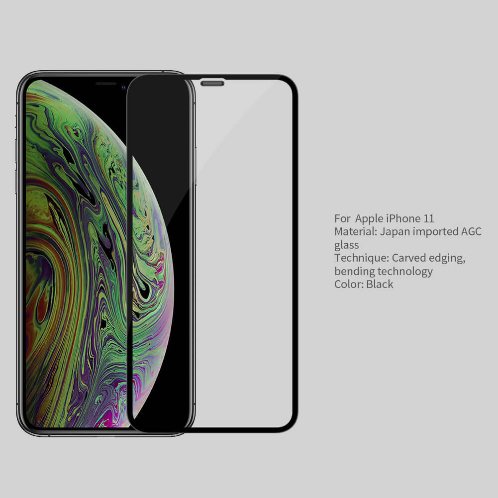 Miếng dán kính cường lực 3D full màn hình cho iPhone 11 Pro Max (6.5 inch) / Xs Max hiệu Nillkin CP + Max ( Mỏng 0.23mm, Kính ACC Japan, Chống Lóa, Hạn Chế Vân Tay) - Hàng chính hãng