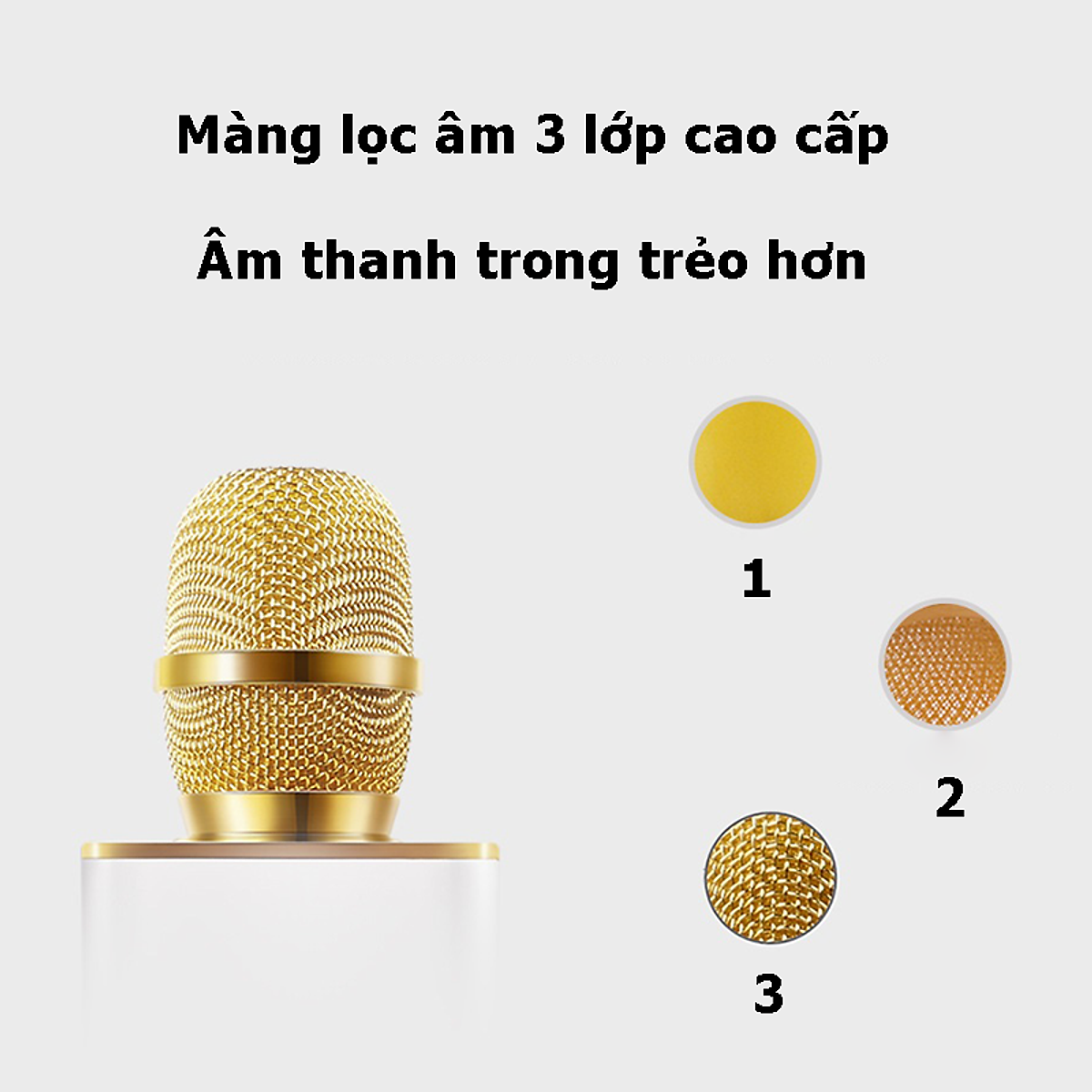 Micro Bluetooth không dây Karaoke hút âm siêu nhẹ cao cấp PKCB cho điện thoại - Hàng Chính Hãng