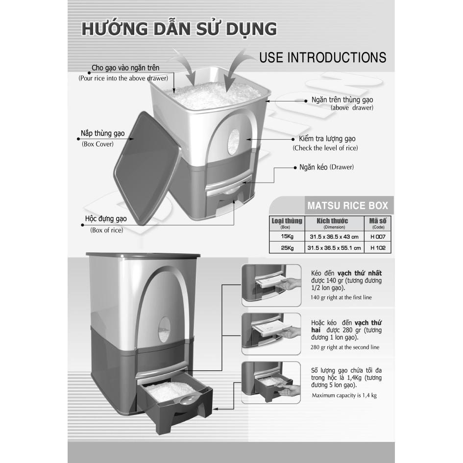 Thùng đựng gạo Nhựa Duy Tân Matsu 15Kg - H007