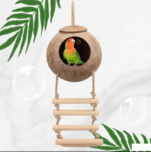 TỔ BẰNG GÁO DỪA LÀM TỔ NGỦ, TỔ ĐẺ CHO CHIM CẢNH, VẸT