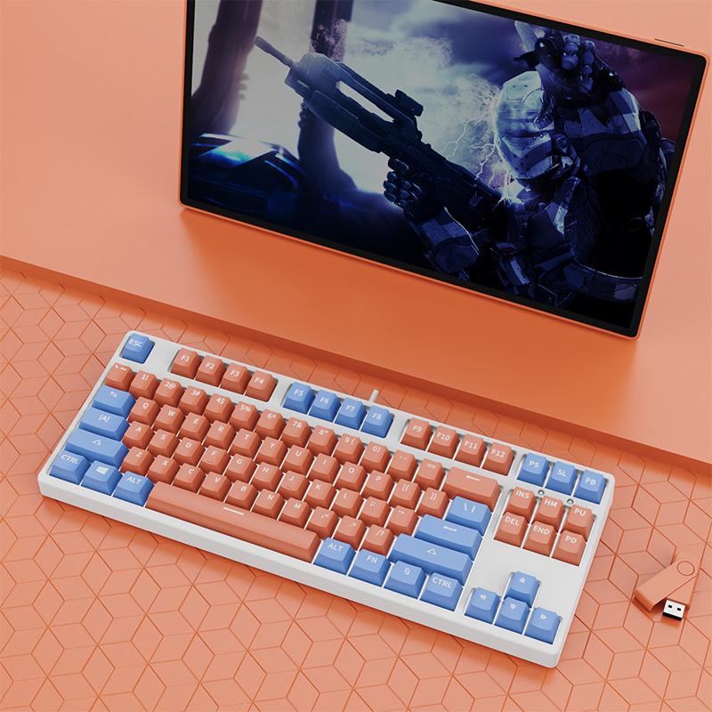 Phong cách mới nhất trò chơi chơi game bàn phím cơ nhỏ 87 phím xanh đen trà đỏ trục tùy chỉnh văn phòng di động nhỏ đánh máy có thể