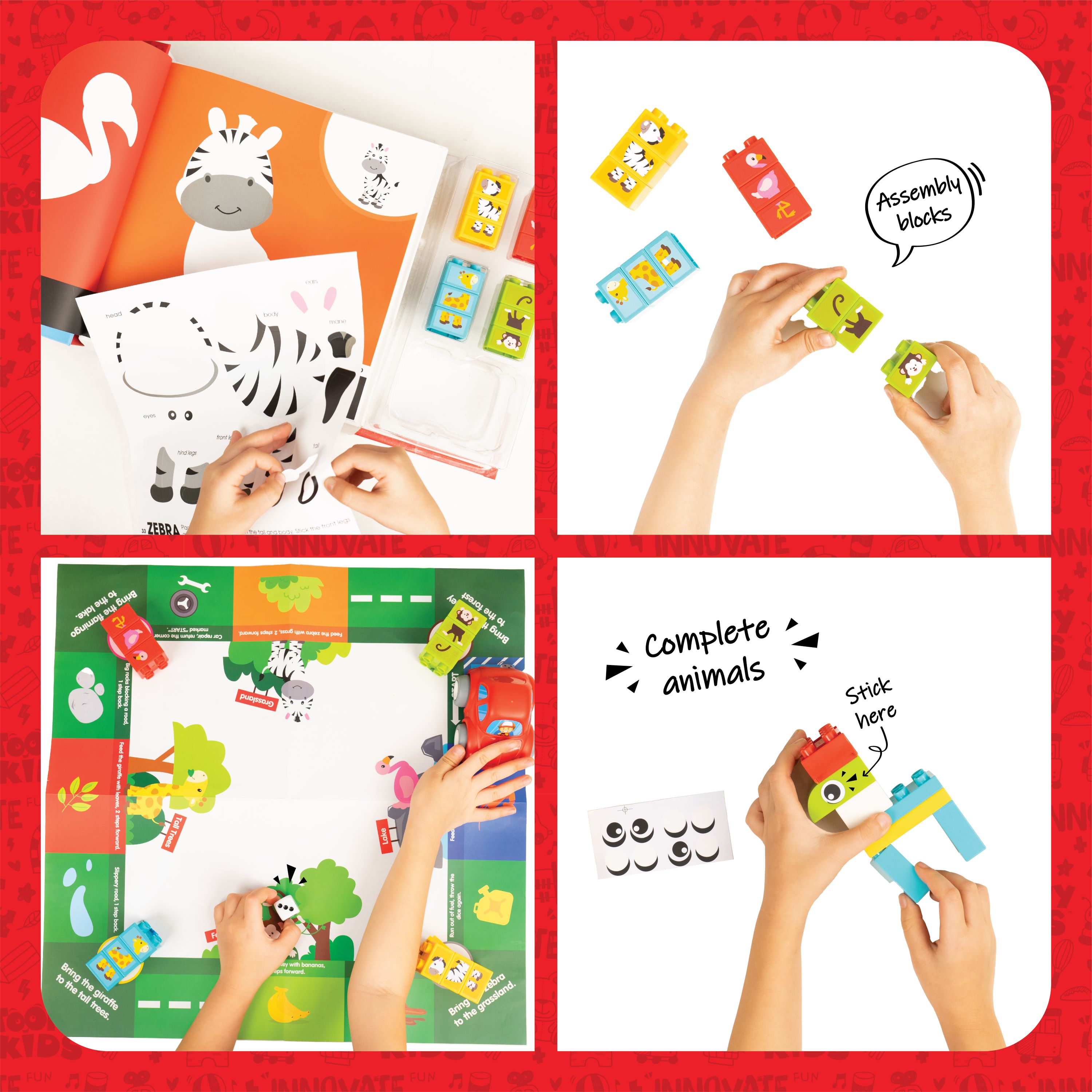 Đồ Chơi Combo Sách Bóc Dán Và Lắp Ráp Động Vật TOONYKIDS - Đồ Chơi Thông Minh Cho Bé - Wild Animal TN00722