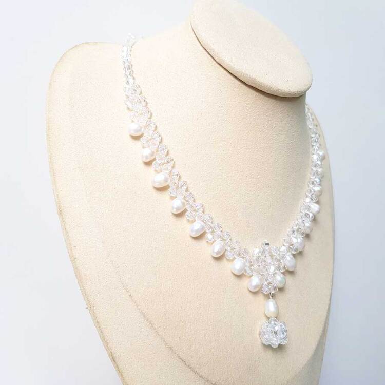 Chuỗi Vòng Cổ Ngọc Trai Tự Nhiên Cao Cấp Hạt Lệch Mix Phale - Trang Sức Cô Tấm - Crystal Pearl (6-7ly) - CTJ0110