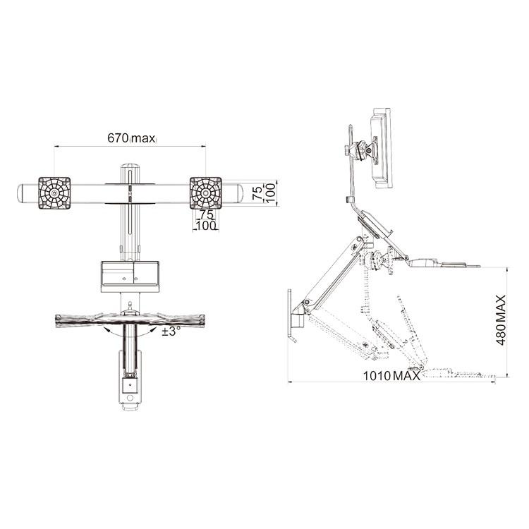 Giá Treo 2 Màn Hình Máy Tính MC27 (22-27inch)