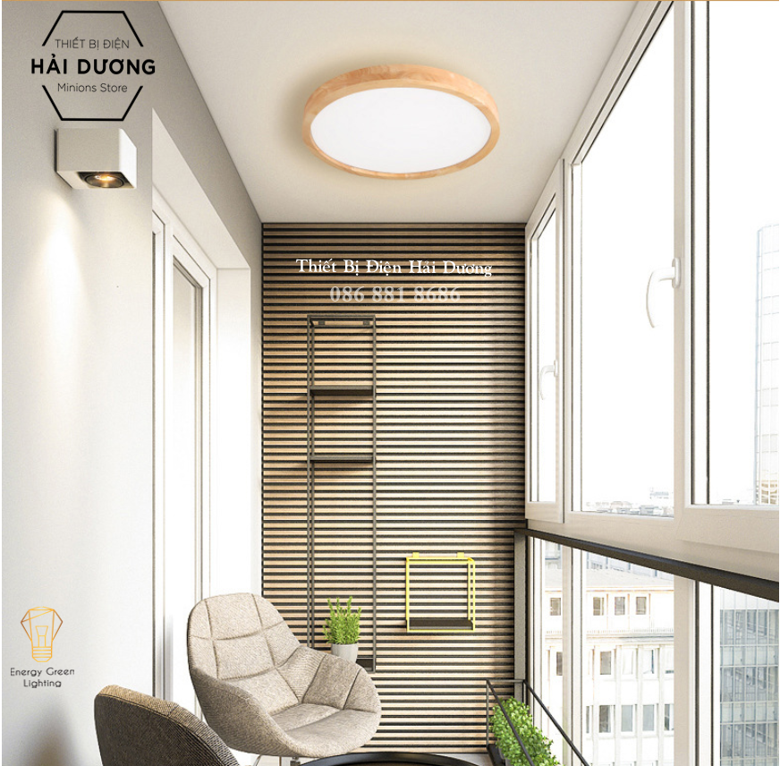 Đèn LED Ốp Trần Gỗ OT-3027 - Đường Kính 40cm - Phong Cách Hiện Đại - 3 Chế Độ Ánh Sáng